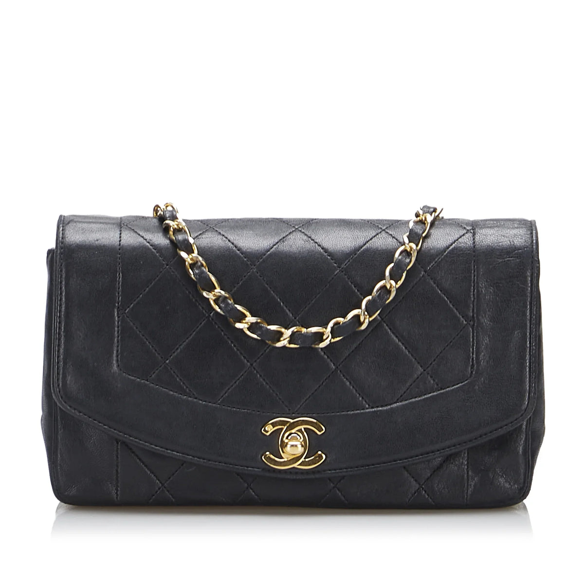 Small Crossbody Flap (Good) Diana Chanel Pre-Owned Leather Lambskin Unisex Bag Authenticated Black
