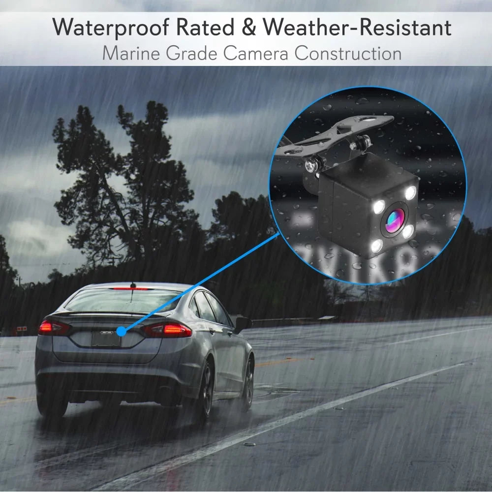 Waterproof Pyle Display Vehicle Vision, Backup Monitor PLCM4567 Camera Dash 1080p Night & Cam, Cam with HD System - Dual 4.3’’ DVR - Touchscreen