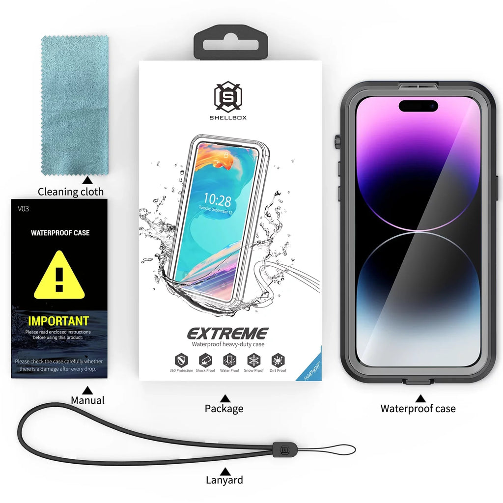 '- Military 6H for iPhone Pro Protector for Built-in 14 with 6.1" Pro [Real Underwater][14FT Case MagSafe] Screen iPhone 360][IP68 Dropproof][Dustproof][Compatible 14 Waterproof, Black