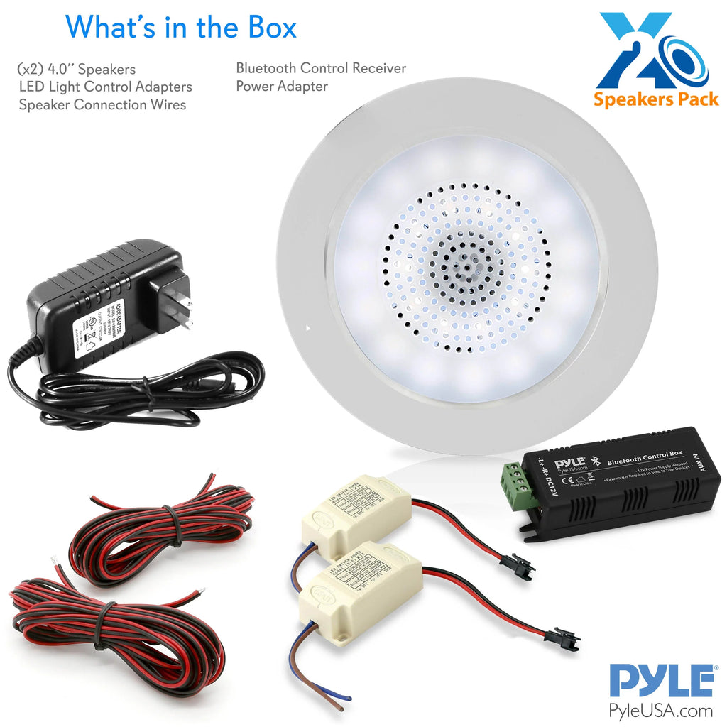 Aluminum 4’’ 2-Way Pair Built-in Frame Bluetooth PDICBTL4 LED - Ceiling with PYLE-HOME Speaker Speakers, Wall / Lights