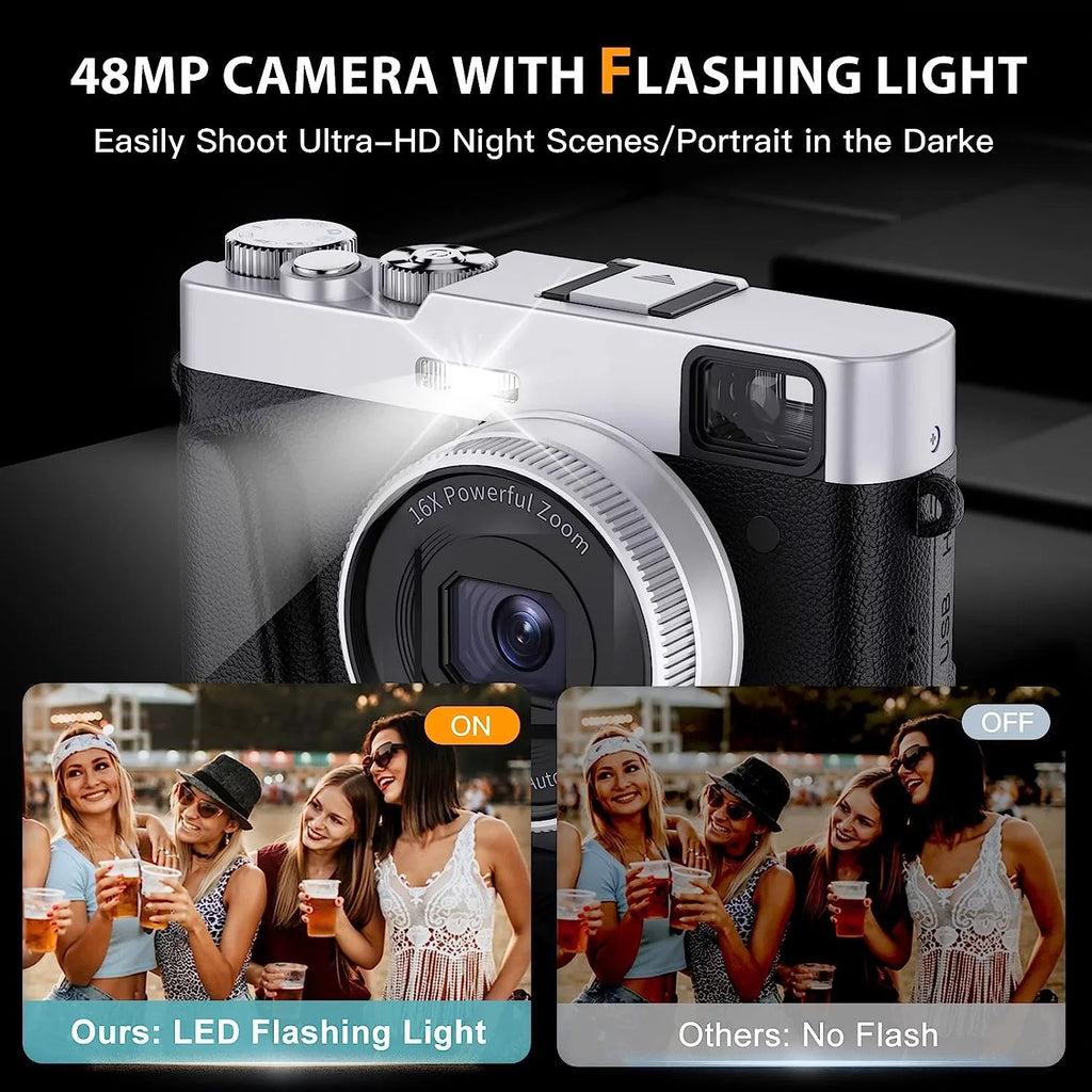 YouTube for Camera Camera with Video 4K 16X 32GB Card Autofocus for SD 4K 48MP Vlogging Photography Digital Zoom Digital Camera