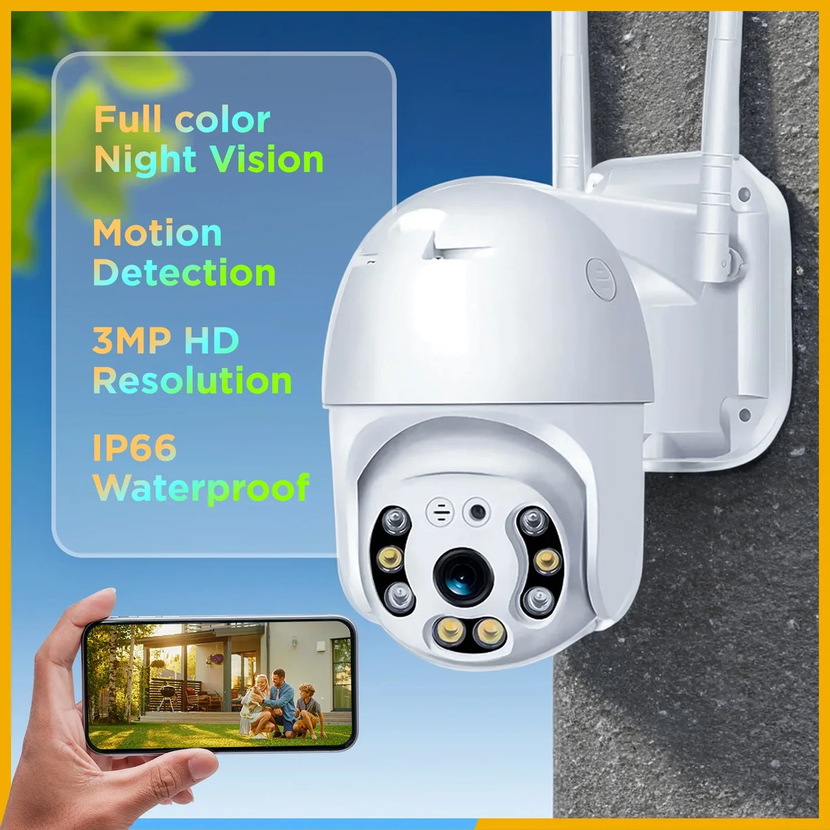 3mp Ultra Camera Night System, Outdoor for Security WiFi Hd Alarm With Camera Security 2k Waterproof 360 Home Vision, with Camera,