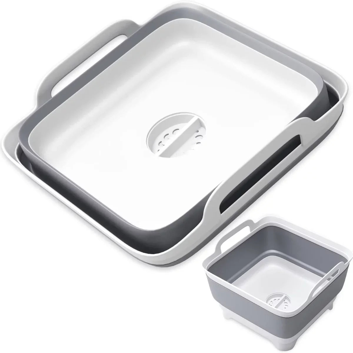 Plug(Gray) Tub,Washing Portable Draining with Tub 2.4 Sink,Folding Imoment Gal(9L) Basin Dish Laundry Collapsible