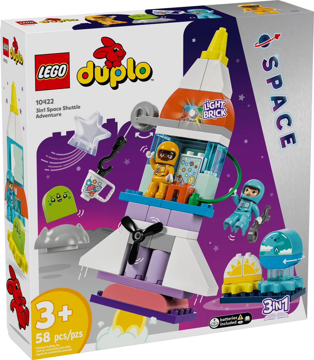 Educational Skills, Fine 3-Year-Olds DUPLO in Ship Space Adventure Rocket 10422 1 LEGO for Learning Discovery and Toy 3 Motor Kids’ Develops Set, Shuttle Preschool Kids Up, Building Space and