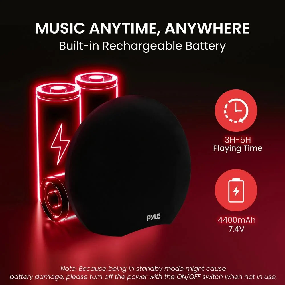 Pyle Bluetooth Speaker Portable Power, Music Waterproof 280-Watt Output Wireless Streaming Max