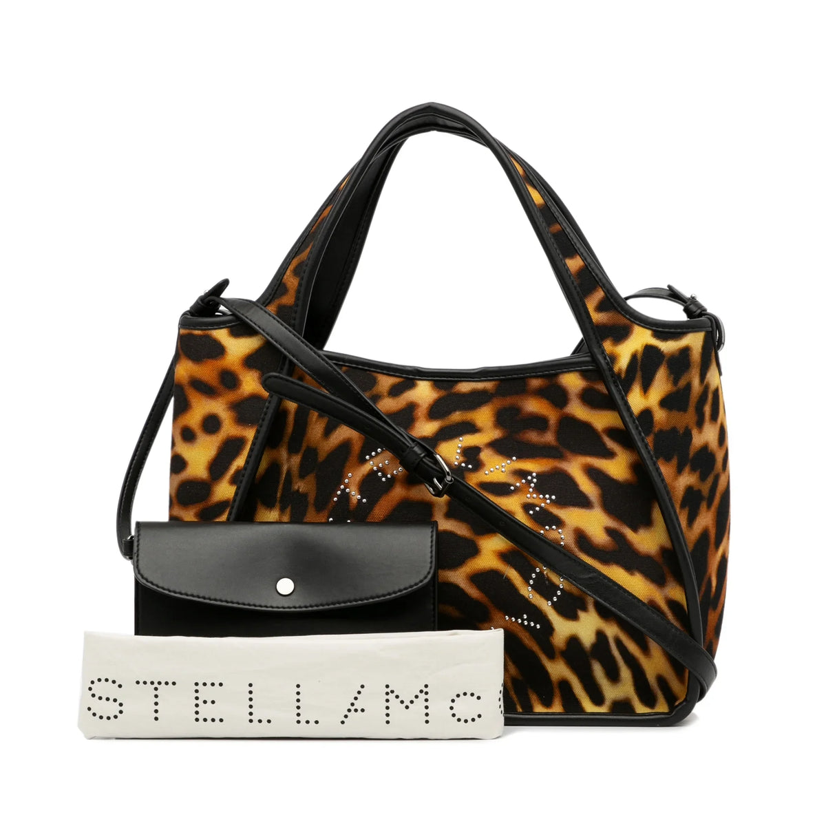 Fabric Logo (Good) Satchel Pre-Owned Unisex Animal Canvas McCartney Stella Print Brown Authenticated