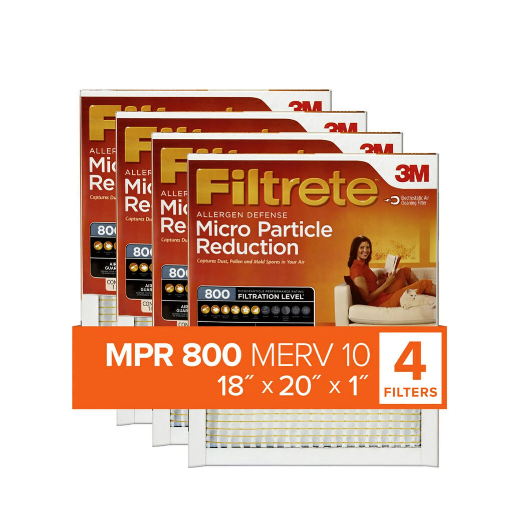 Air 4 Filtrete Filters MPR 800 MERV Filter, Reduction, Particle 10, 18x20x1 Micro