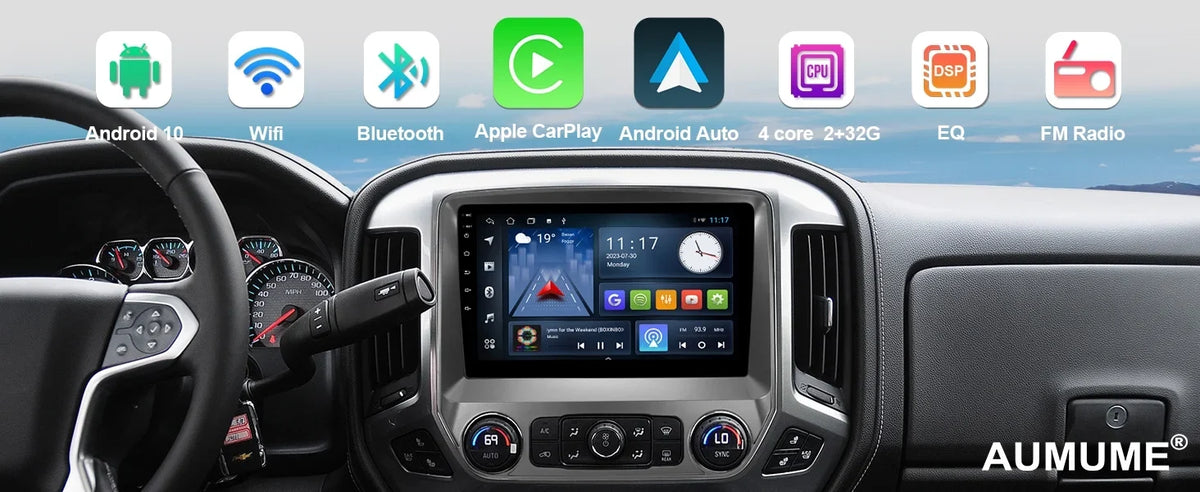 Touchscreen 10 Carplay/Android Inch 2+32G Din Camera Stereo with Silverado/GMC Radio for Built-in Car Auto/GPS/Bluetooth/FM/Backup Double Android 10.1 Sierra Wireless Chevrolet 2014-2018
