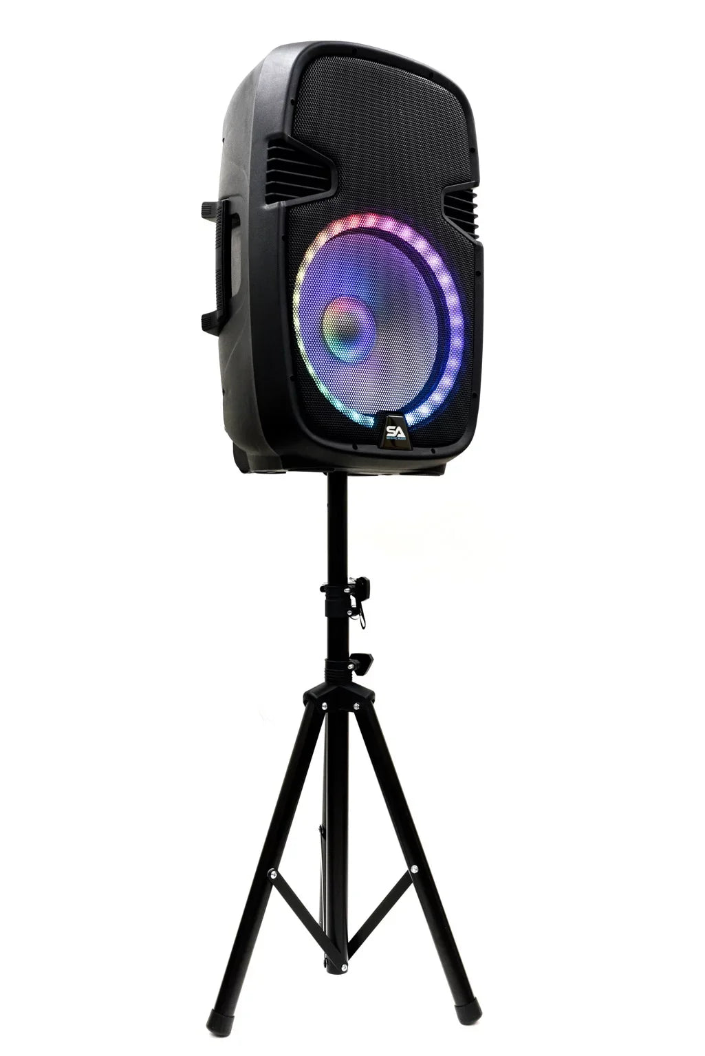 Lights, Remote Microphone, Active Bluetooth System Party DJ Speaker Audio Seismic LED and Home SA-KP15BTH 15 Karaoke PA Inch Cable Stand, with
