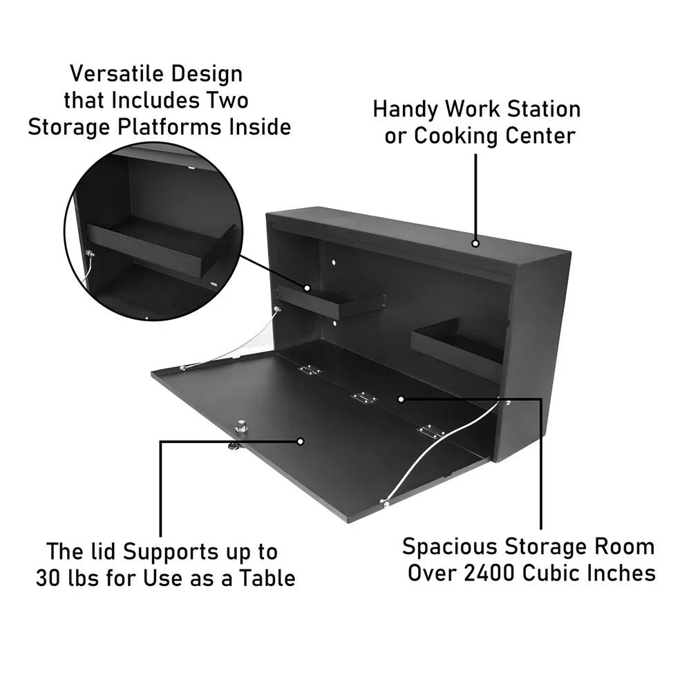 Folding Lockable 2021-2023 Fit Storage Tailgate Black Box Table Road Ford Steel Bronco Hooke