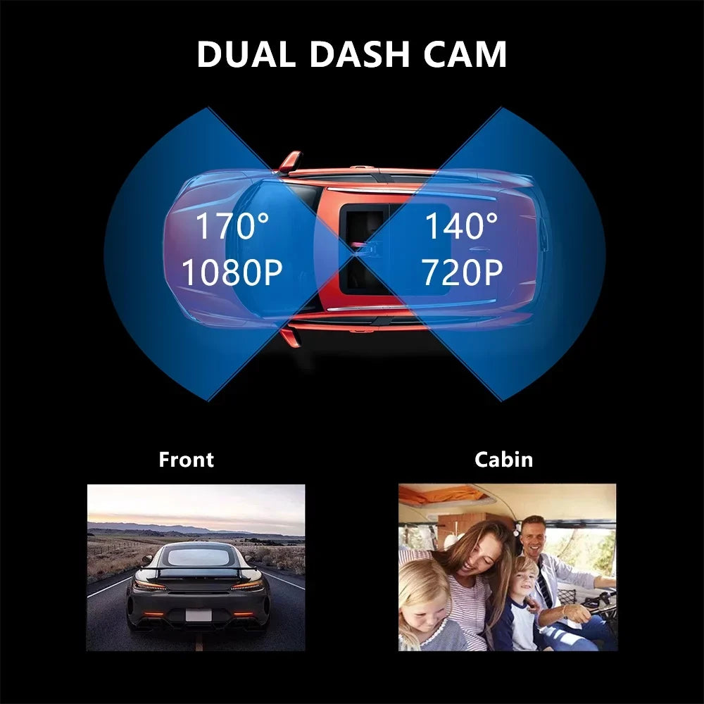 Cam with Car Recording, SOATUTO Front Motion IPS Detection, Dashboard Recorder 1.5in Parking and Driving 2 Dual Locked, Accident Channel Vision, Night 1080P Dash IR Camera Cabin Loop Monitoring,