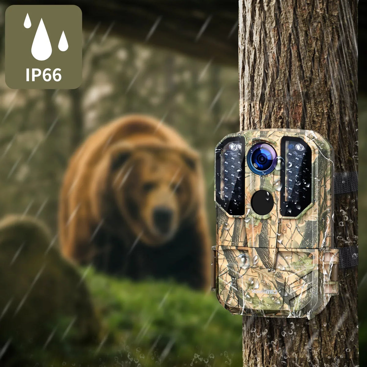 Infrared Trail Cam Game WiFi IP66 Hunting Bluetooth Night Outdoor 20MP Trail Camera Wildlife 1296P CAMPARK 65FT Waterproof Deer Vision Camera