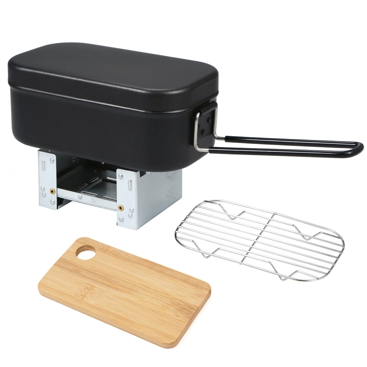 Camping Fishing Steaming Board Lunch Mountaineering 800ml Mess Box Cookware with 4pcs Cutting Rack Backpacking for Kit Hiking
