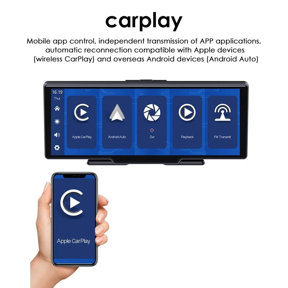 with KingFurt Recording, Camera Connectivity, Lens Dual Wireless 1080P 2K Enhanced Dash Touch Android Screen, Auto, WiFi - T91