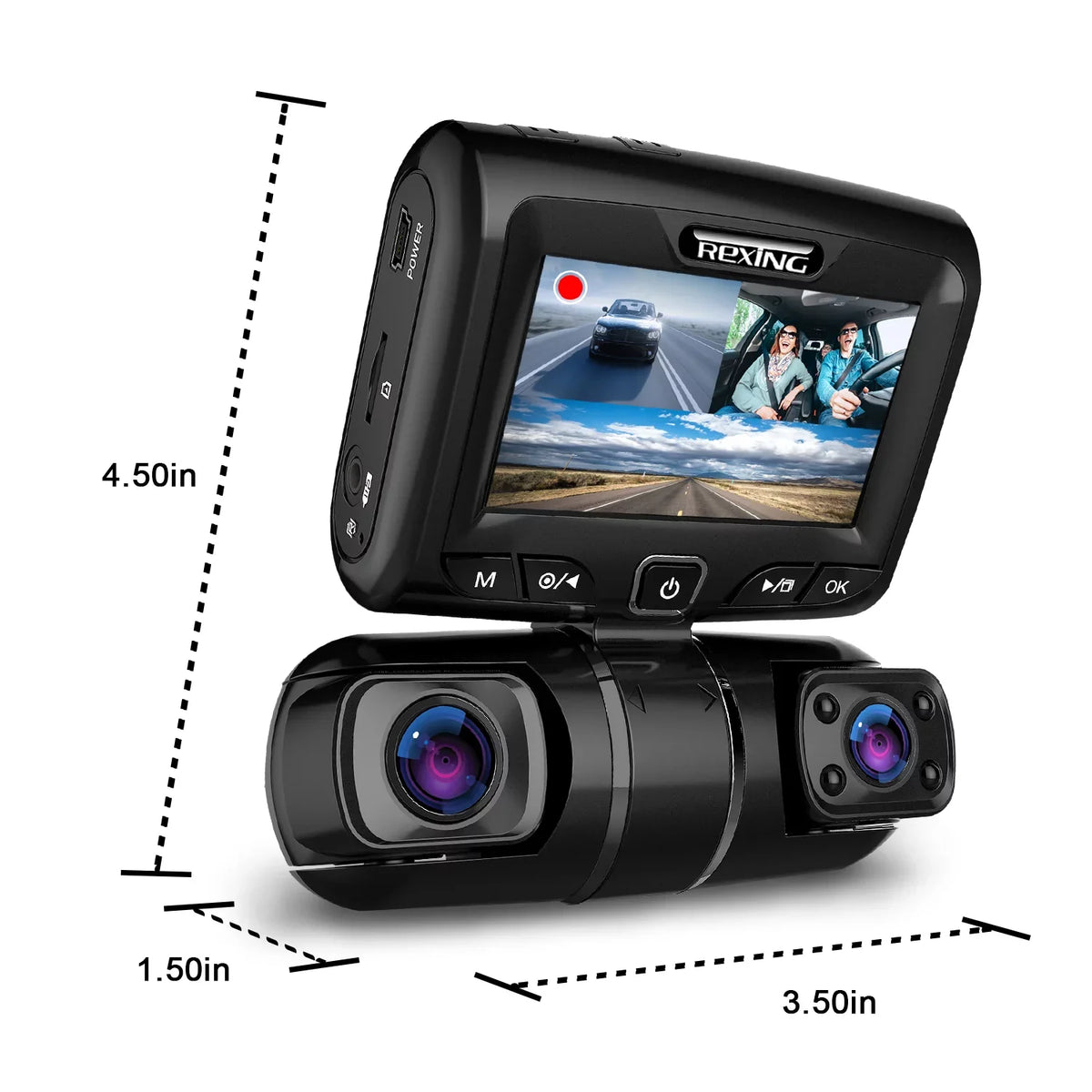 Cam 1080P+1080P+1080P Dash 3-Channel S1 Rexing