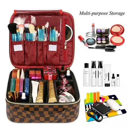 Women Accessories Travel Adjustable Organizer with Storage Brush Tool Bag Digital Toiletry ZBH Makeup Make Train Case Makeup Up for Compartments Jewelry Makeup Cosmetic