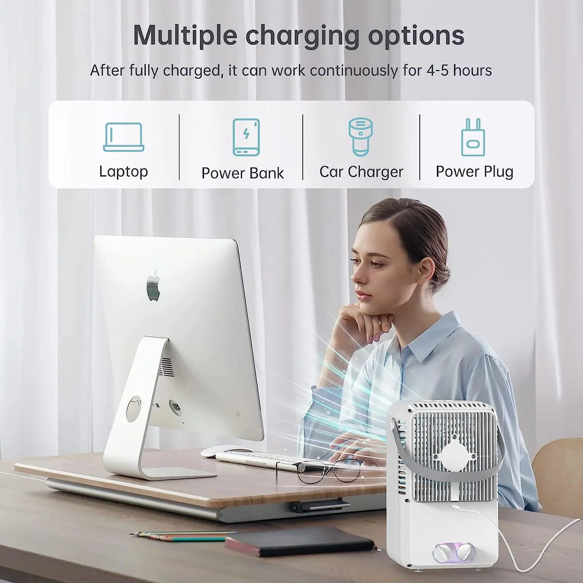 Brano AC Cooler Fan Mini Air Misting Speed Fan with Air Rechargeable, AC Personal Fan Conditioners USB Conditioner , Portable Fan, , Desk Portable Air Blue 3 Portable