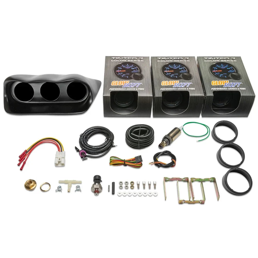 GS5 Color Tinted GlowShift Package with Dashboard 7 WRX 2002-2007 Impreza Set Triple Fiberglass Gauge Subaru Gauge