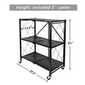 Shelving Shelving Heavy with Kitchen, Garage for Metal Foldable Organizer Easy Rack Suitable 3-Tier Duty Black Storage Unit Moving Storey