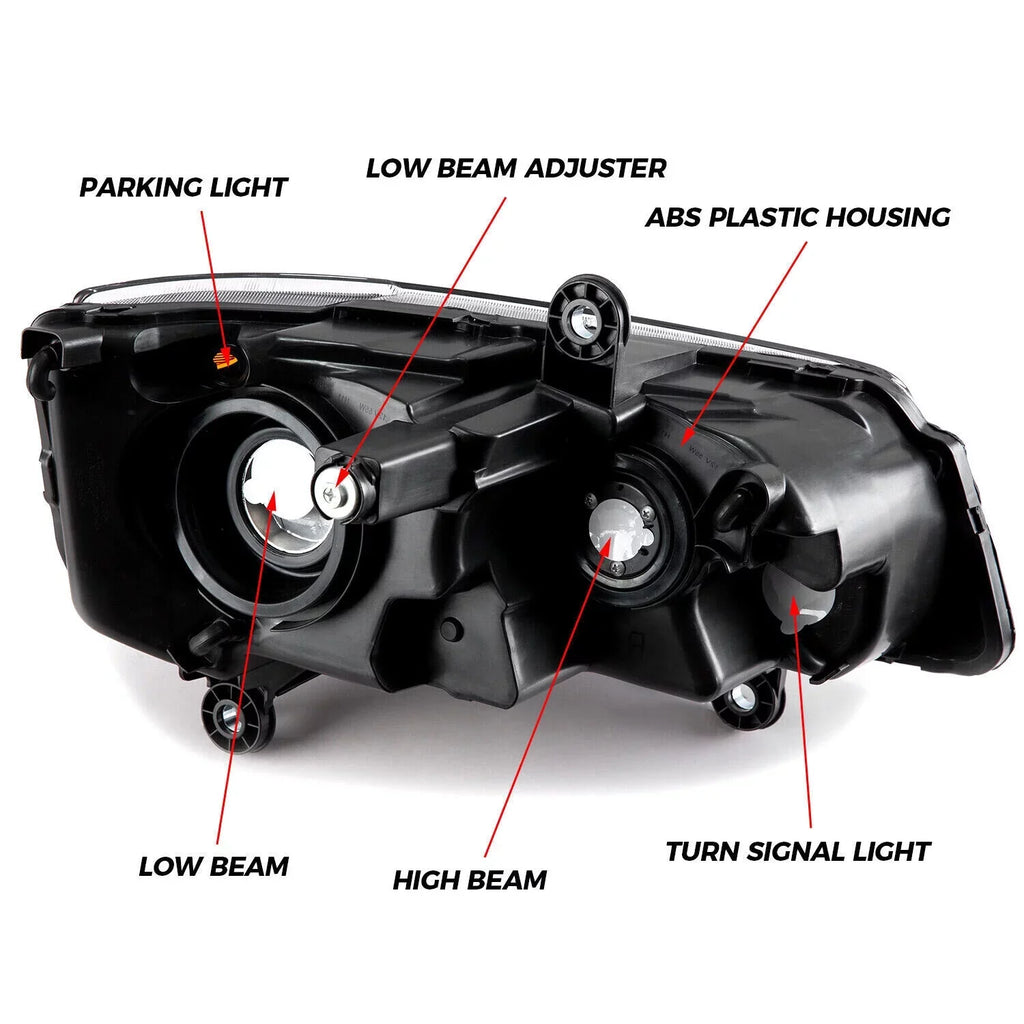 Town Headlamps (Driver Pair 2008-2016 Dodge Kojem Housing Headlights 2011-2020 & Passenger) Black Grand Caravan for Chrysler Country