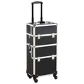 Large Train Makeup Capacity Cosmetic Case Case Case Aluminum Professional 3-in-1 Makeup Travel Trolley