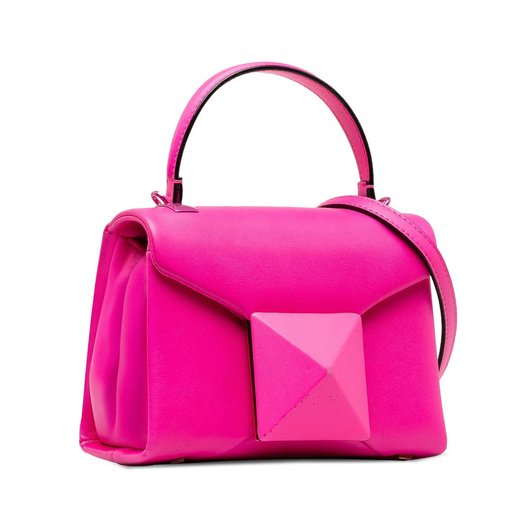 Satchel Unisex Pre-Owned Stud Pink Valentino One Authenticated Mini Leather (Good) Calf