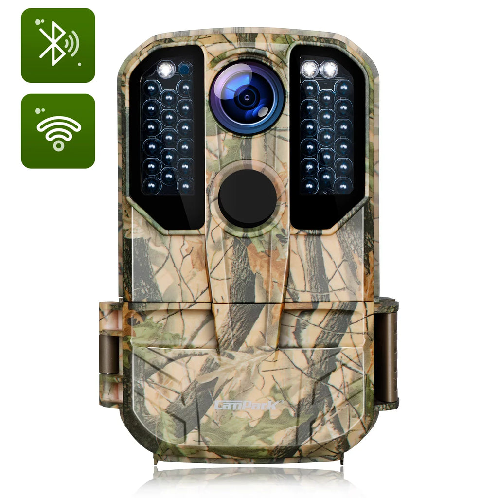 Infrared Trail Cam Game WiFi IP66 Hunting Bluetooth Night Outdoor 20MP Trail Camera Wildlife 1296P CAMPARK 65FT Waterproof Deer Vision Camera