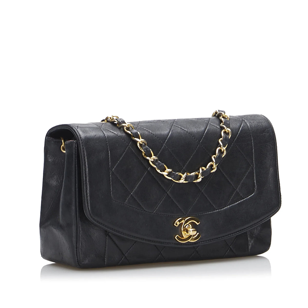 Small Crossbody Flap (Good) Diana Chanel Pre-Owned Leather Lambskin Unisex Bag Authenticated Black