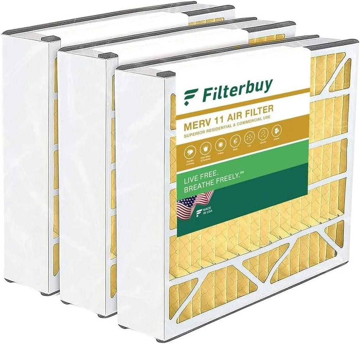 Air 11 Filters Bear 255649-105 MERV Trion 16x25x5 for Filterbuy Air (3-Pack) Pleated Furnace AC HVAC
