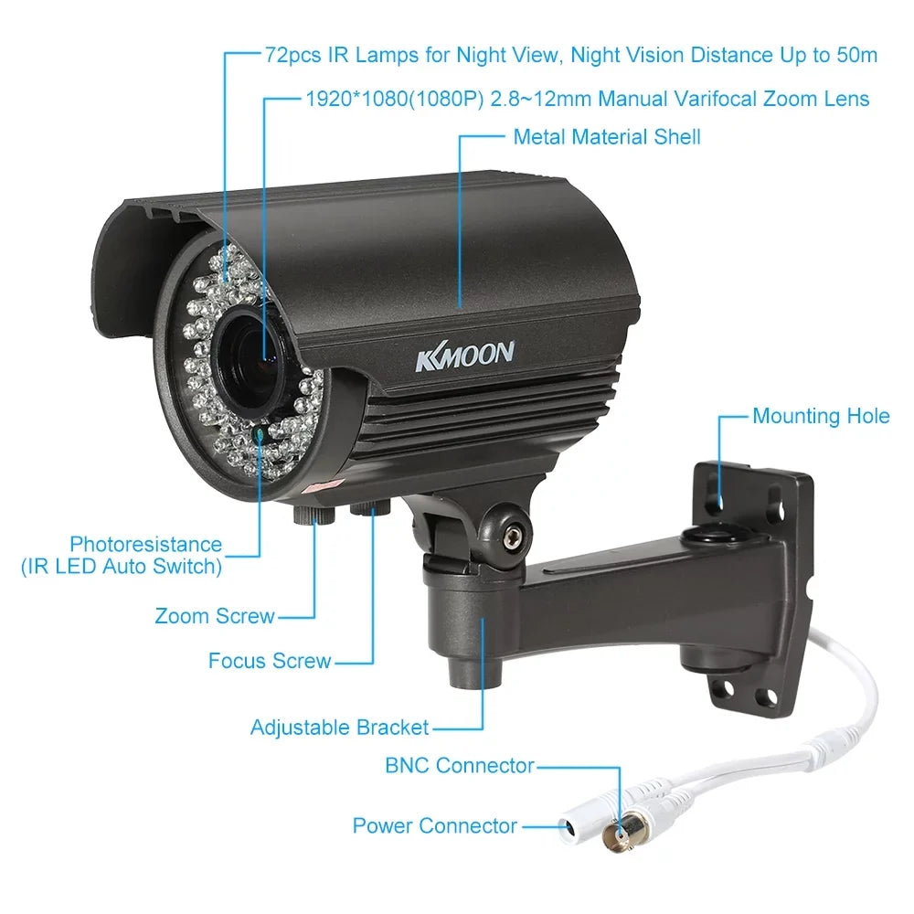 Varifocal AHD Indoor Night Sony LEDs, Lens CCTV 2.0MP, IR Weatherproof, Analog IR-CUT 1/3” 2.8~12mm 72 - System with Use, CMOS Manual Camera 1080P Zoom PAL Vision,