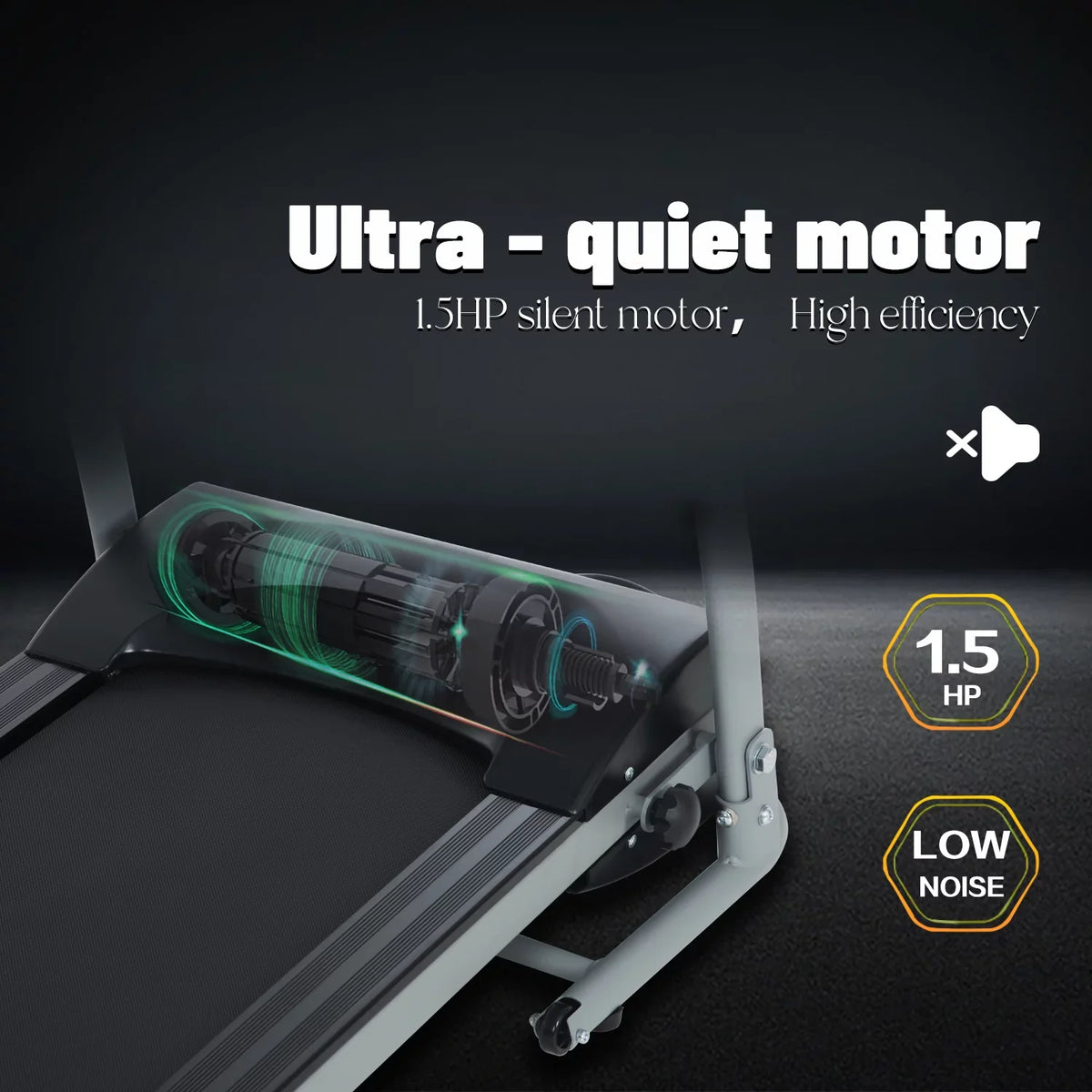 Inolait Black Folding Electric Machine, Treadmill 1.5HP Running