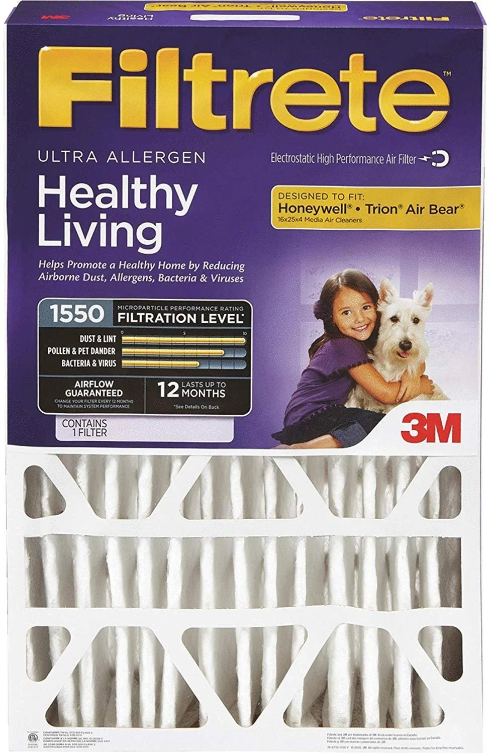 Reduction Allergen Filters 4" 3M X 25" DP01DC-4 16" 1550 X