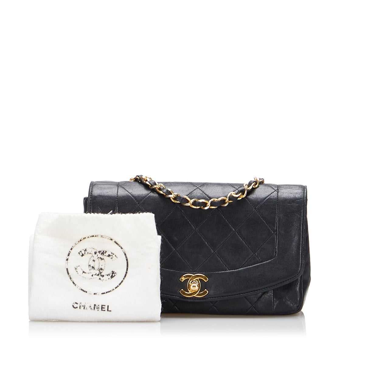 Small Crossbody Flap (Good) Diana Chanel Pre-Owned Leather Lambskin Unisex Bag Authenticated Black