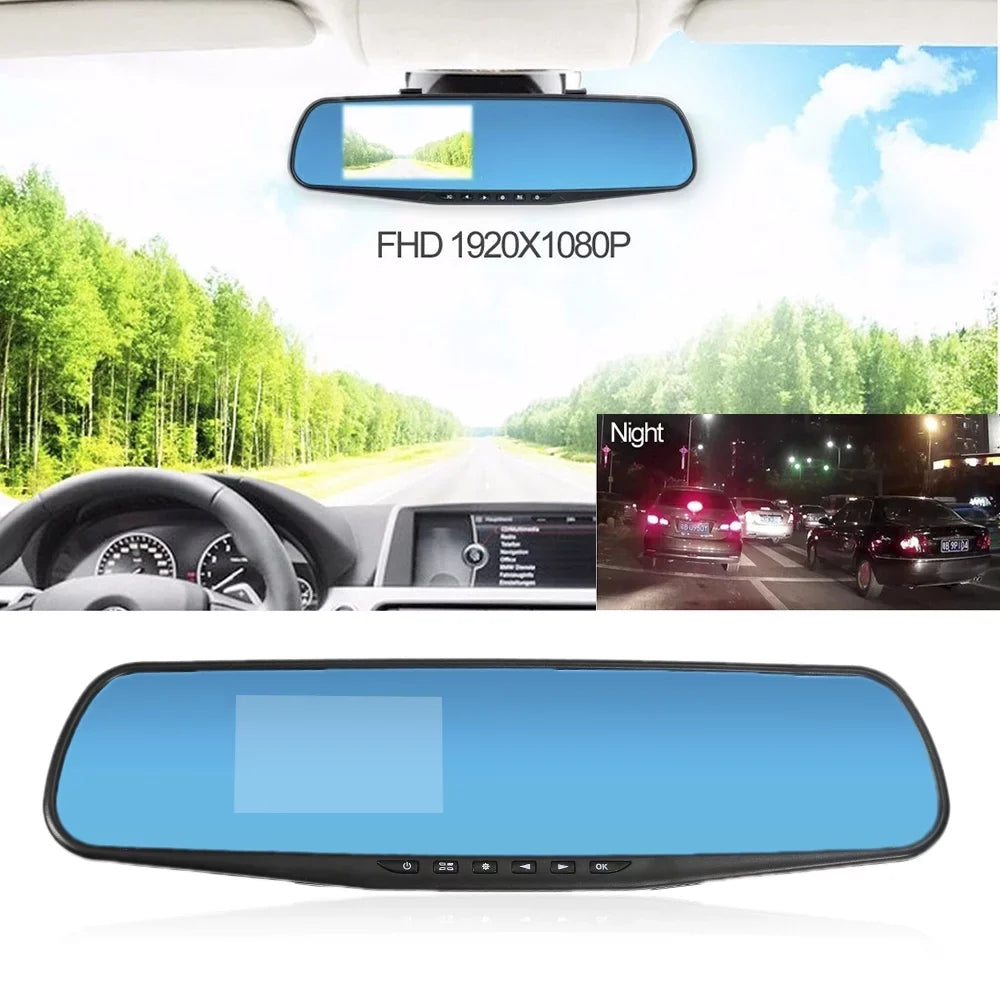DVR Monitor video Degree Car 140 Inch Mirror Backup HD Rearview 1080P Camera 3