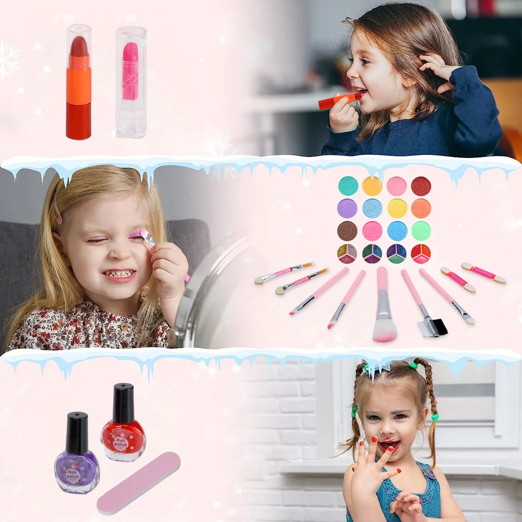 42 Cosmetic Makeup Kids Makeup Christmas Toys Real Non-Toxic WATTNE Frozen Safe Kids Girl Set Kit, Washable for Makeup Birthday (Pink) 3-12 Year Makeup Gift Pcs Girl for Set, & & Kit Old Toddler