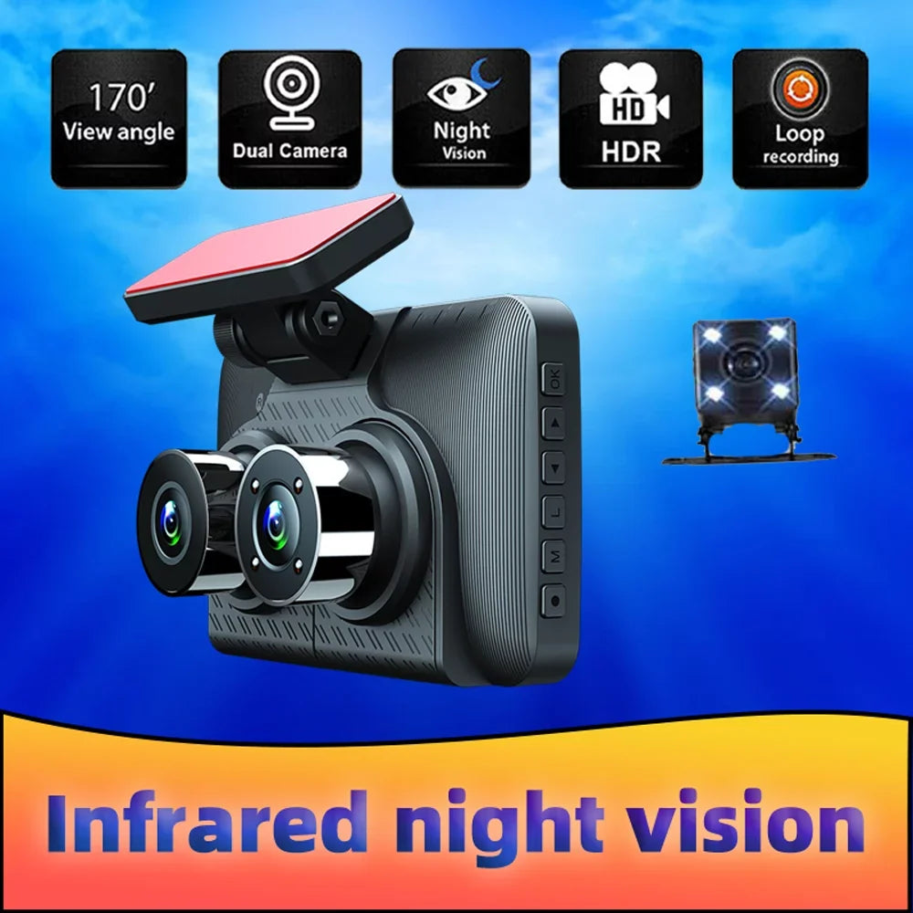 Driving Car Dash Mirror Car Video Recorder Recording Cameras 4in Rearview Auto Angle Safety Clear Andoer Wide Camcorder Recorder Camera 3 Cam Car