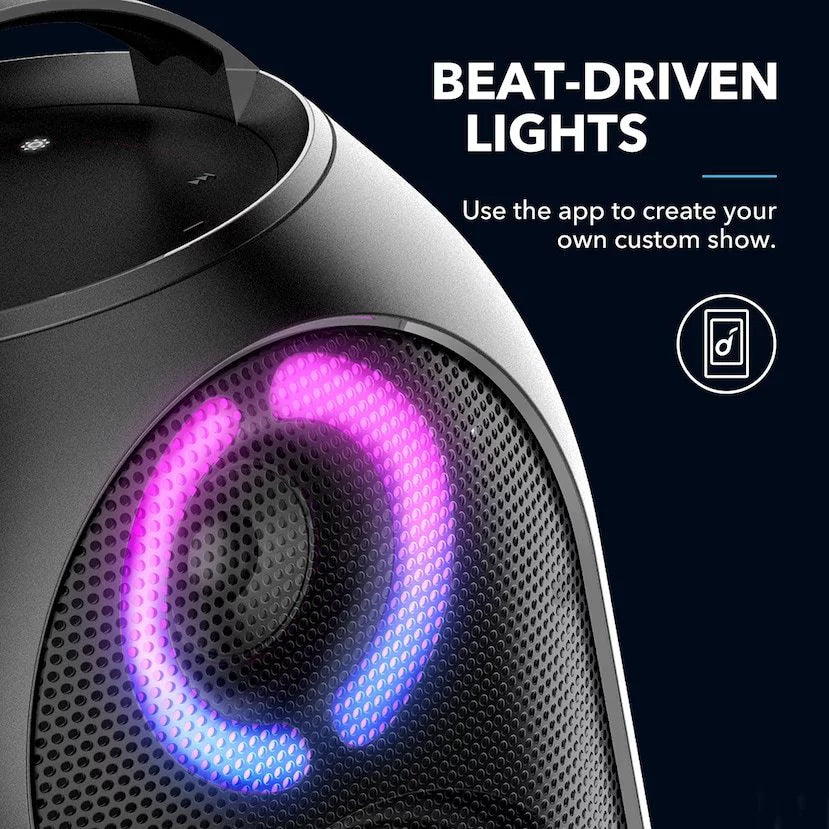 | | Rave by Anker- PartyCast | Playtime Soundcore A3390Z12 18-Hour | IPX7 Black Portable Waterproof | 80W Speaker