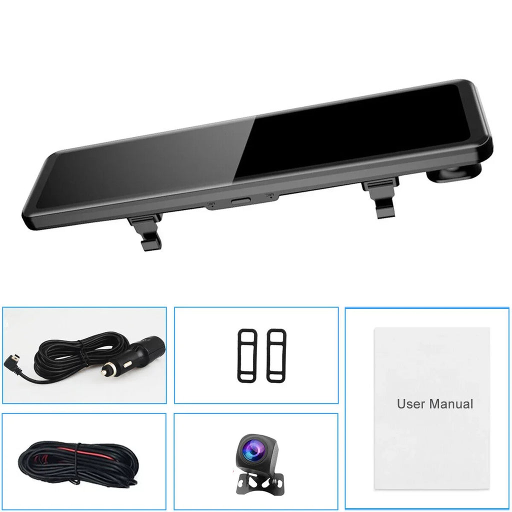 Dual Rear Angle Dash Vision Screen w/Night 4K Car Ele-mall Car Front G-Sensor Dash Camera Wide Backup Camera Dual Cam, 12inch for Touch