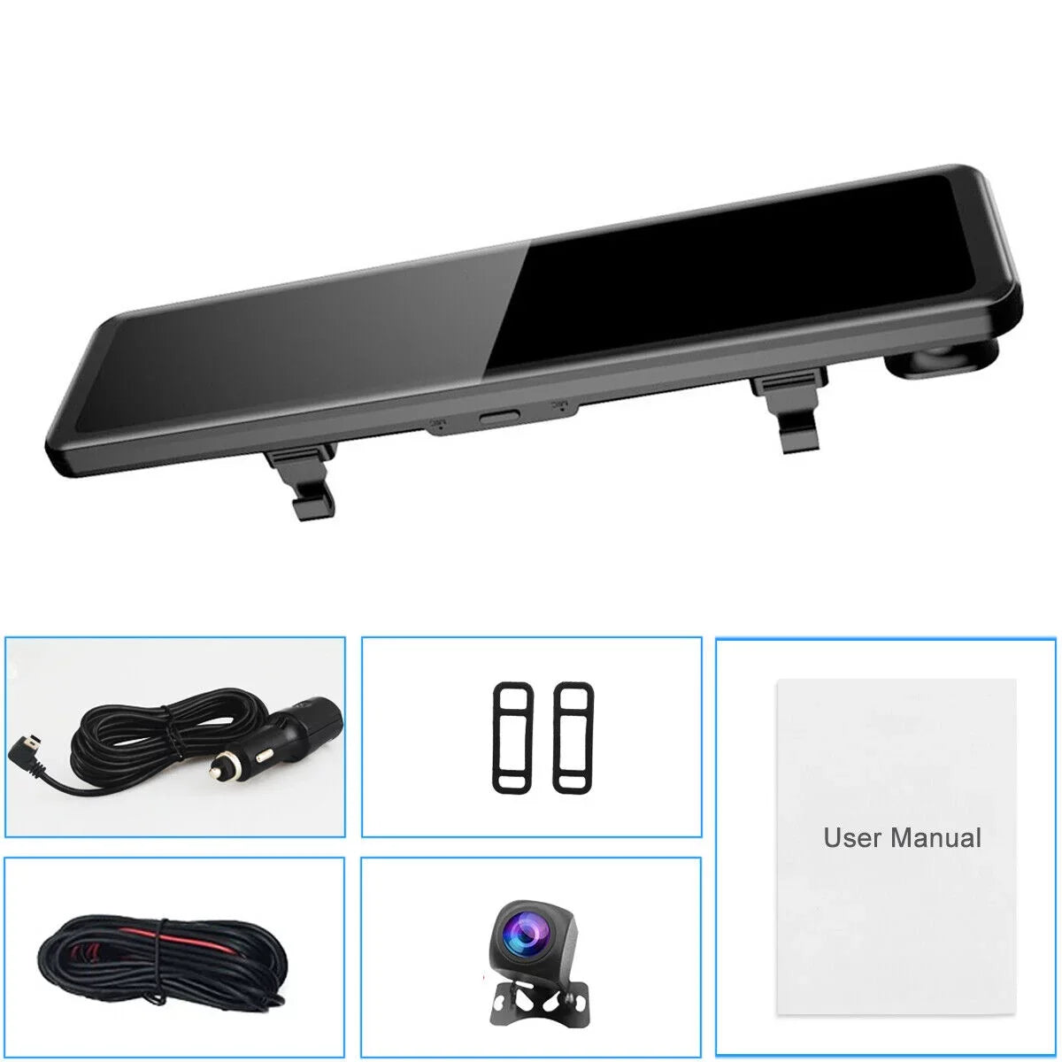 Dual Rear Angle Dash Vision Screen w/Night 4K Car Ele-mall Car Front G-Sensor Dash Camera Wide Backup Camera Dual Cam, 12inch for Touch