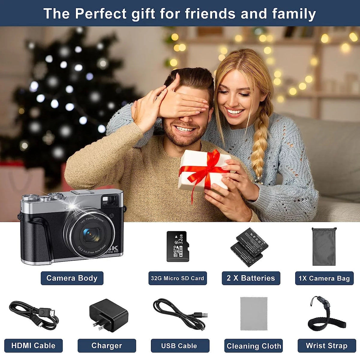 YouTube for Camera Camera with Video 4K 16X 32GB Card Autofocus for SD 4K 48MP Vlogging Photography Digital Zoom Digital Camera
