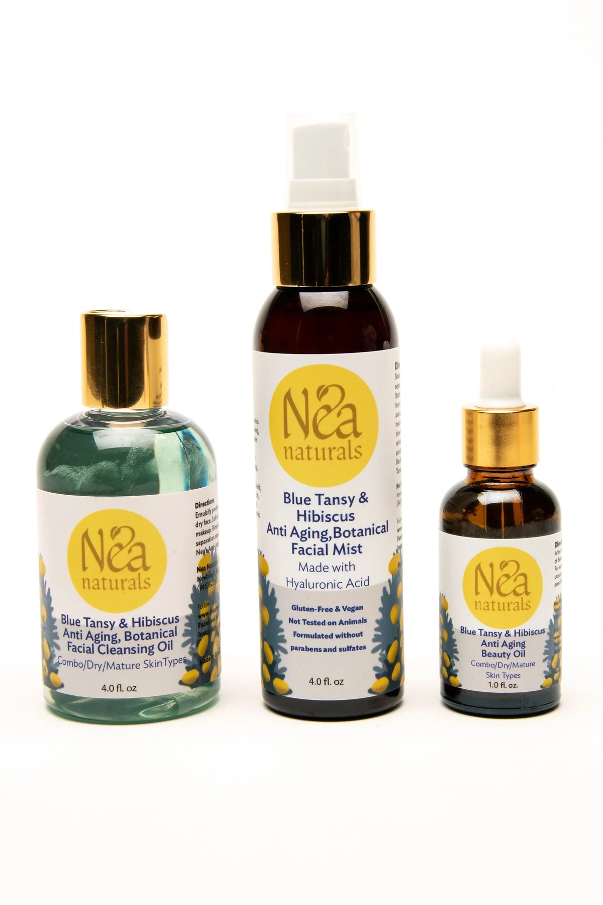 Naturals - Piece Set Blue 3 Blue Beauty Tansy Oil, Tansy Blue Cleansing Tansy Mist Nea Oil &