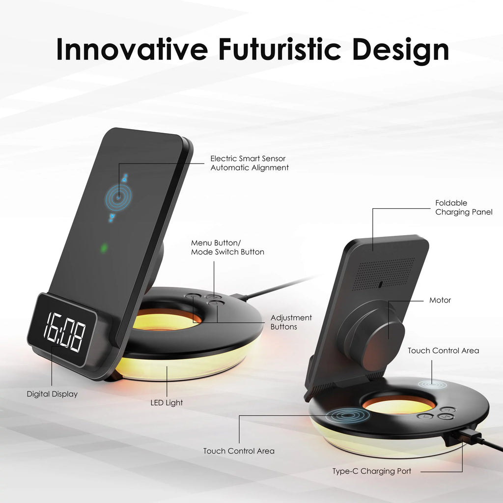Wireless 3-in-1 Black - Touch Station, Lamps Charging RS7 Rexing Table-Desk Control,