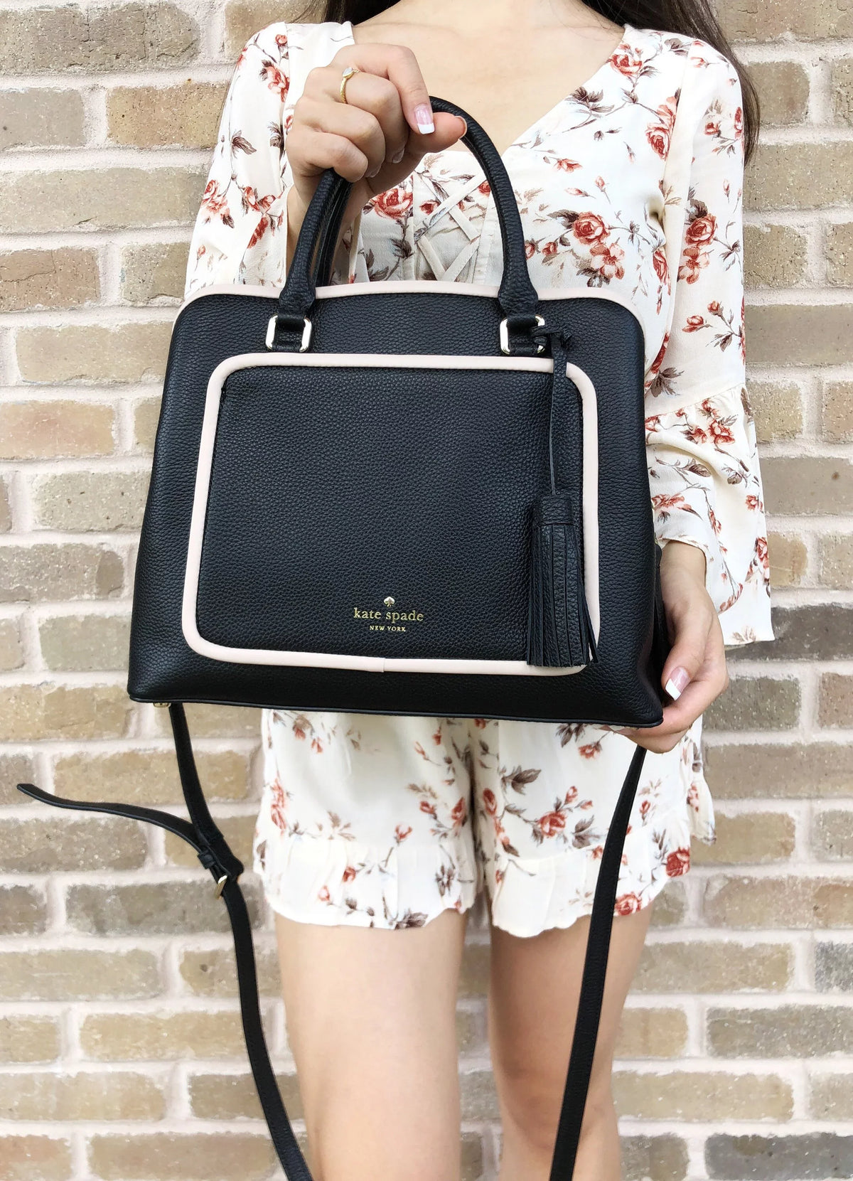 Satchel Black Kate Place Spade Tassel Ward Evangelie Crossobody Bag
