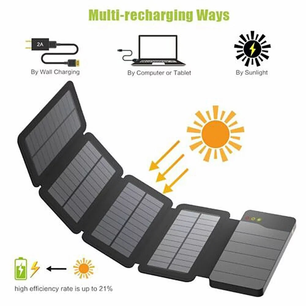 Charger Camping Solar Bank Power Waterproof Portable Panel Phone Mobile Outdoor JLLOM