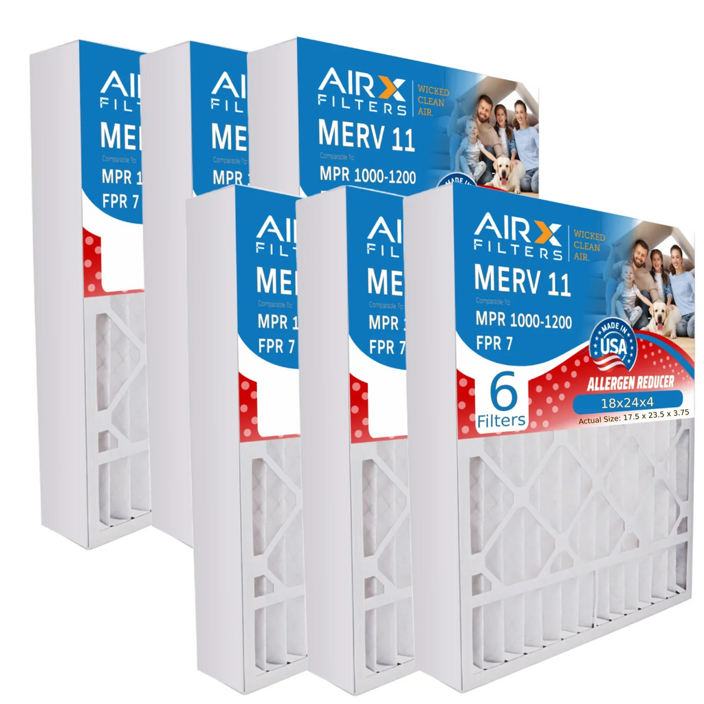 Comparable AIR. 6 MERV Electrostatic FILTERS MPR WICKED 18x24x4 to Filter AIRX 1000, 7 FPR Filters 18x24x4 1200 MPR by Air Filter CLEAN Conditioner Air Made Premium 11 Pleated HVAC & Furnace USA Pack