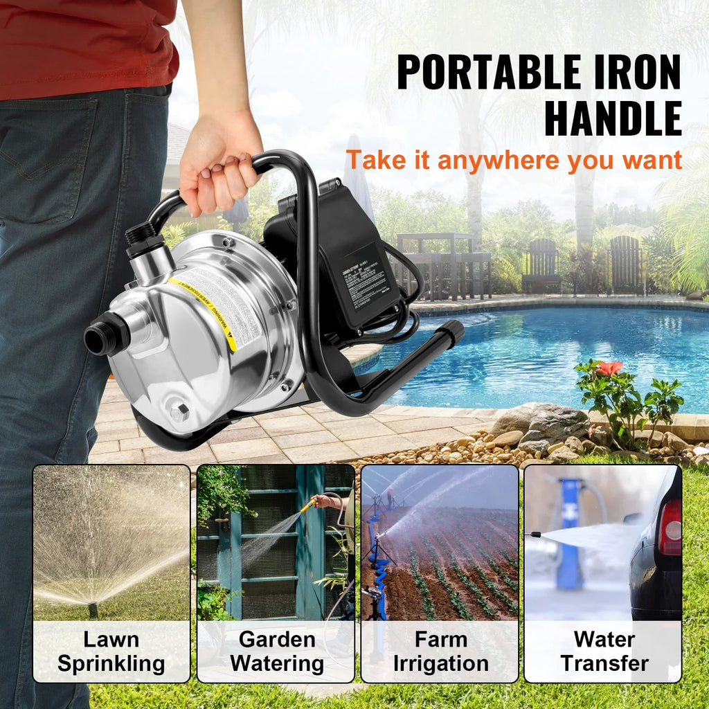 Lawn Portable Lake 1.5 Sprinkler 87 GPH 1200 Pressure, WaterTransfer for ft Pumps Booster system, 115V, Fountain, Steel Max Pump, Jet BENTISMShallowWell Stainless Height, 164 psi Irrigation HP Garden