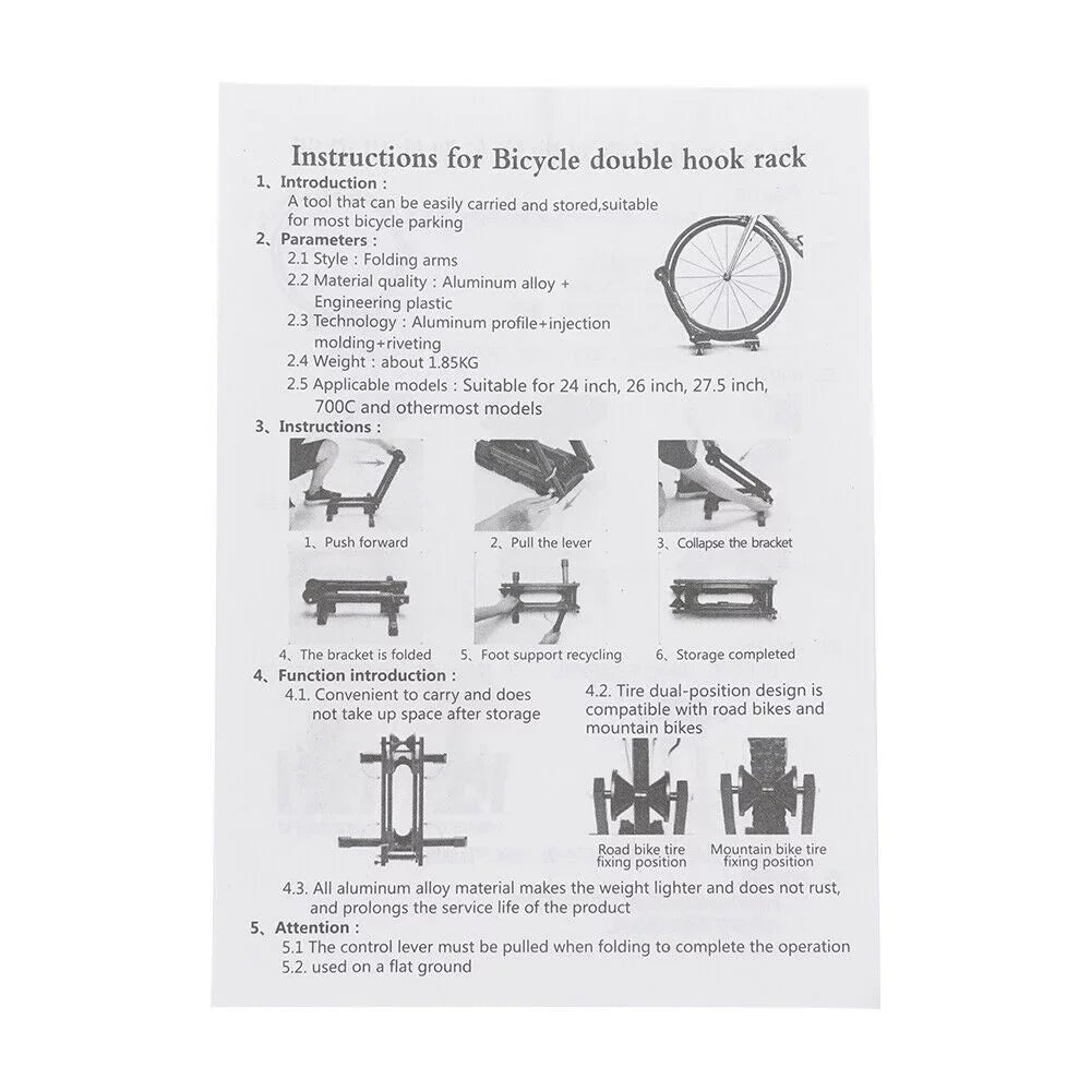 Black Parking Floor Mountain Bike Bicycle Storage Bike Foldable Stand Holder Rack