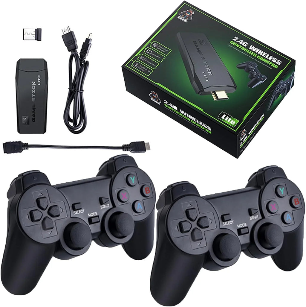 Retro 20,000+ Controller(64G) Retro and and Output, Game Game Wireless 4K Plug Video HD Game, Play Console, Built-in Nostalgia Games, 2.4GHz Stick