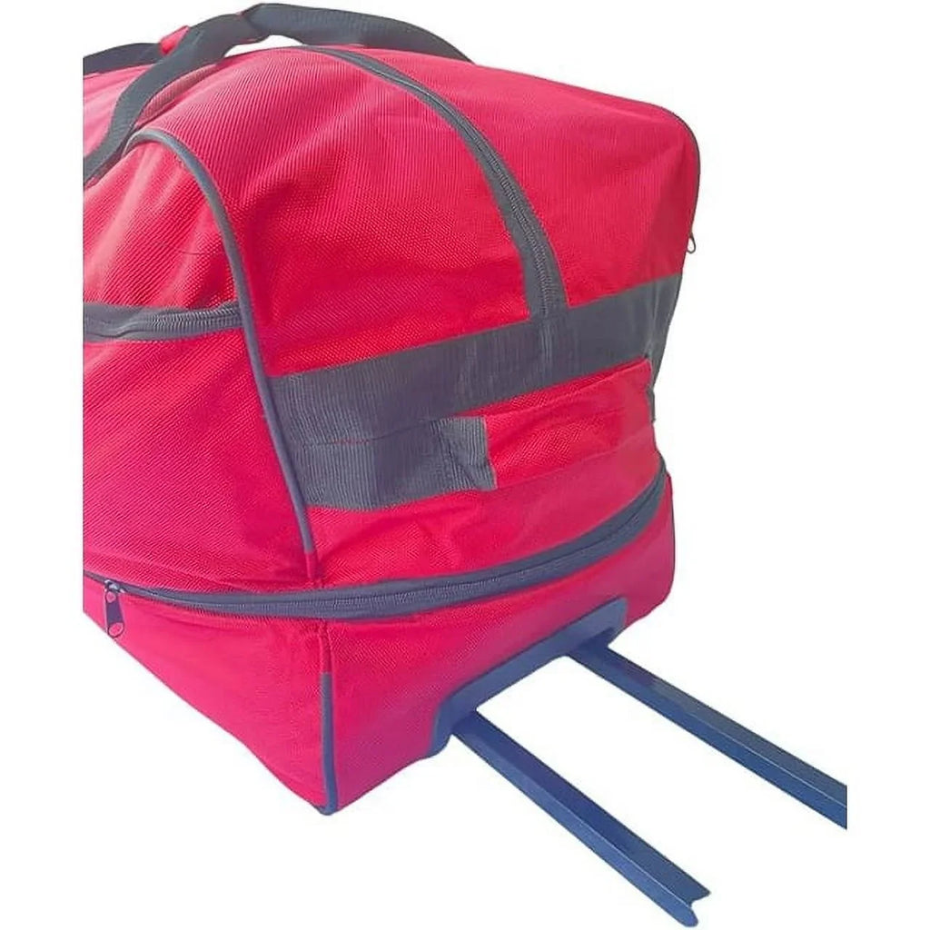 Duty - Heavy Travel Bar Iron Red Wheels System, - Collapsible 28" with Multi-Pocket Duffle Bag Bag