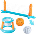 Kids Hoop, | Toys Inground Net Game Bags, Basketball Set Pool Adults for Volleyball Larger and & Light Balls Teens Clover for Blue & Pool Weight Pool Volleyball
